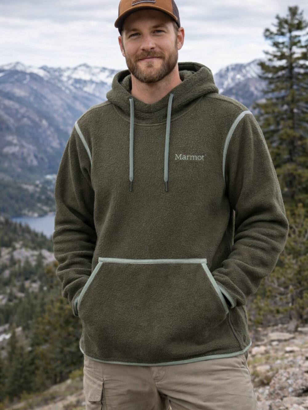 Marmot High Pile Sherpa Lost Corner Fleece Hoodie Men’s L Green Warm Fuzzy Cozy